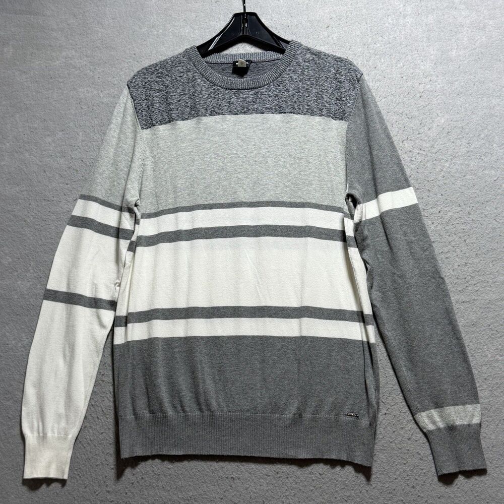 Diesel Sweater Jumper Mens Size XL Gray Knit Long Sleeve Crew Neck